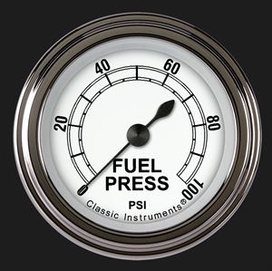 Picture of Classic White 2 1/8" Fuel Pressure Gauge, 100 psi