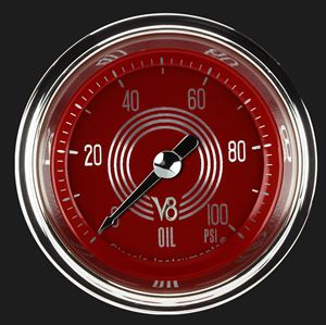 Picture of V8 Red Steelie 2 1/8" Oil Pressure Gauge