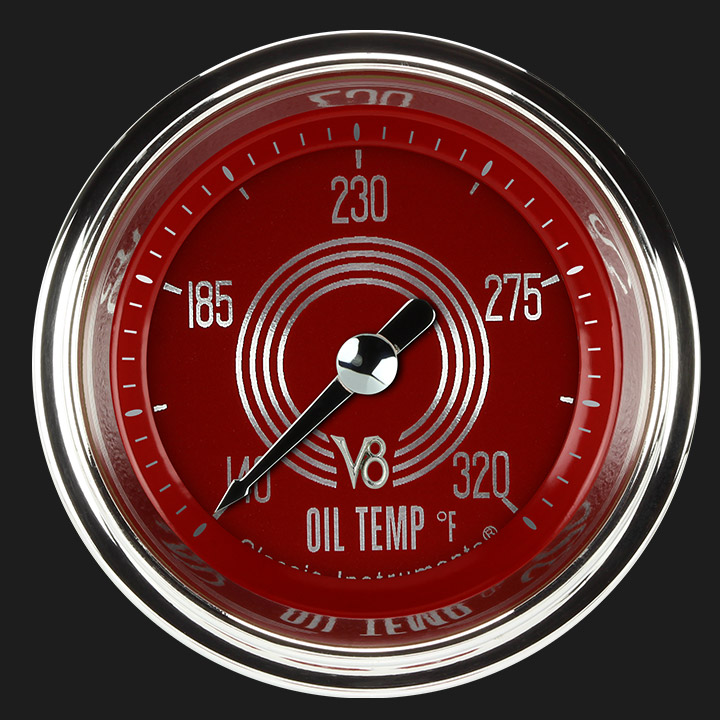 Picture of V8 Red Steelie 2 1/8" Oil Temperature Gauge