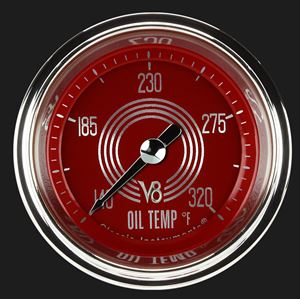 Picture of V8 Red Steelie 2 1/8" Oil Temperature Gauge