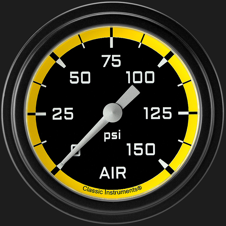 Picture of Autocross Yellow 2 5/8" Air Pressure Gauge