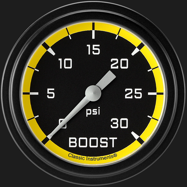 Picture of Autocross Yellow 2 5/8" Boost Gauge, 30 psi