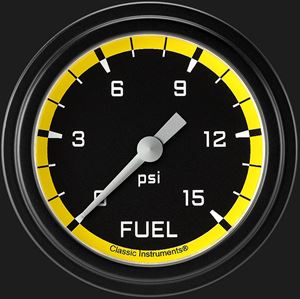 Picture of Autocross Yellow 2 5/8" Fuel Pressure Gauge, 15 psi