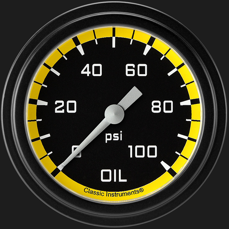 Picture of Autocross Yellow 2 5/8" Oil Pressure Gauge