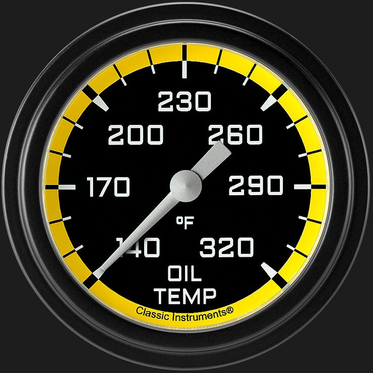 Picture of Autocross Yellow 2 5/8" Oil Temperature Gauge