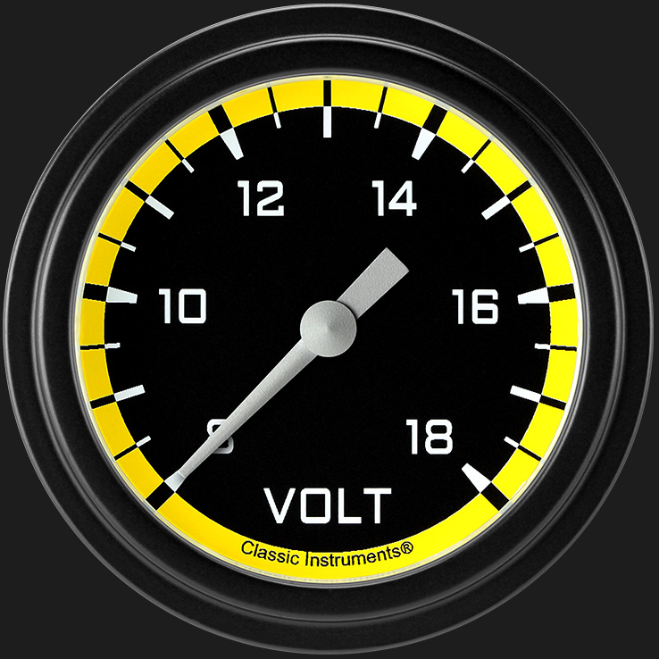 Picture of Autocross Yellow 2 5/8" Voltage Gauge