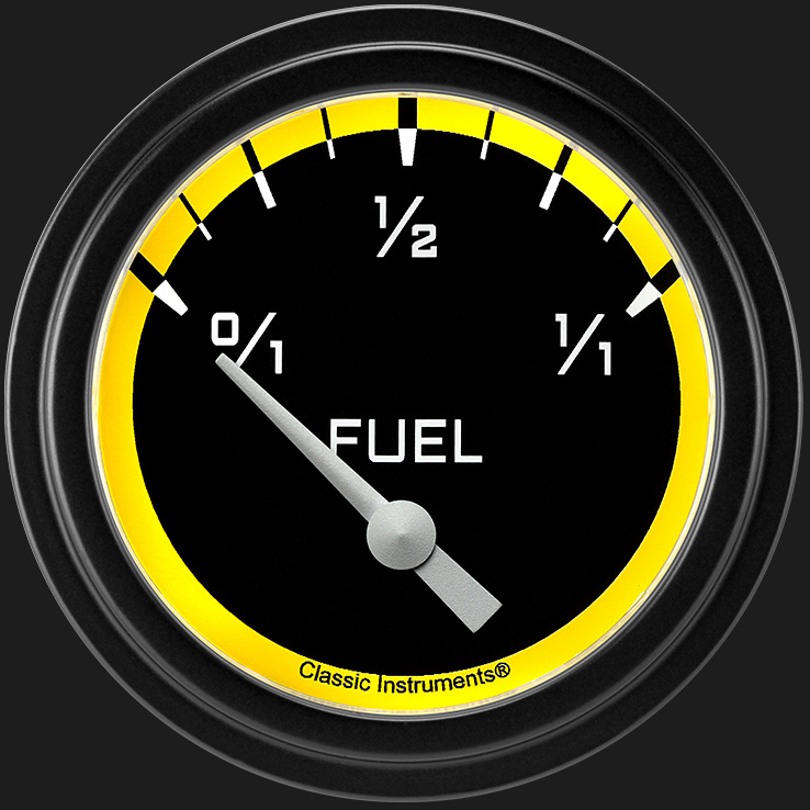 Picture of Autocross Yellow 2 5/8" Fuel Gauge, 0-90 ohm