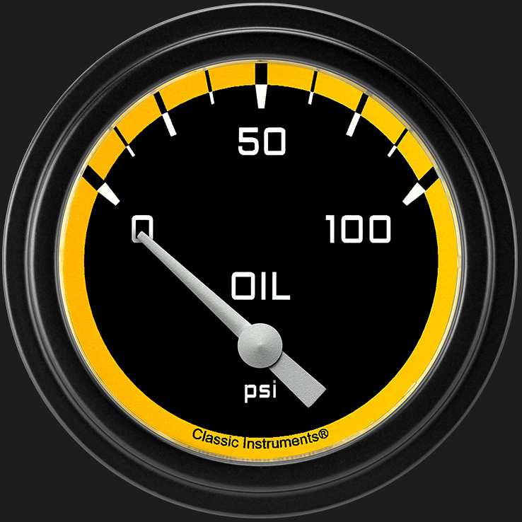 Picture of Autocross Yellow 2 5/8" Oil Pressure Gauge