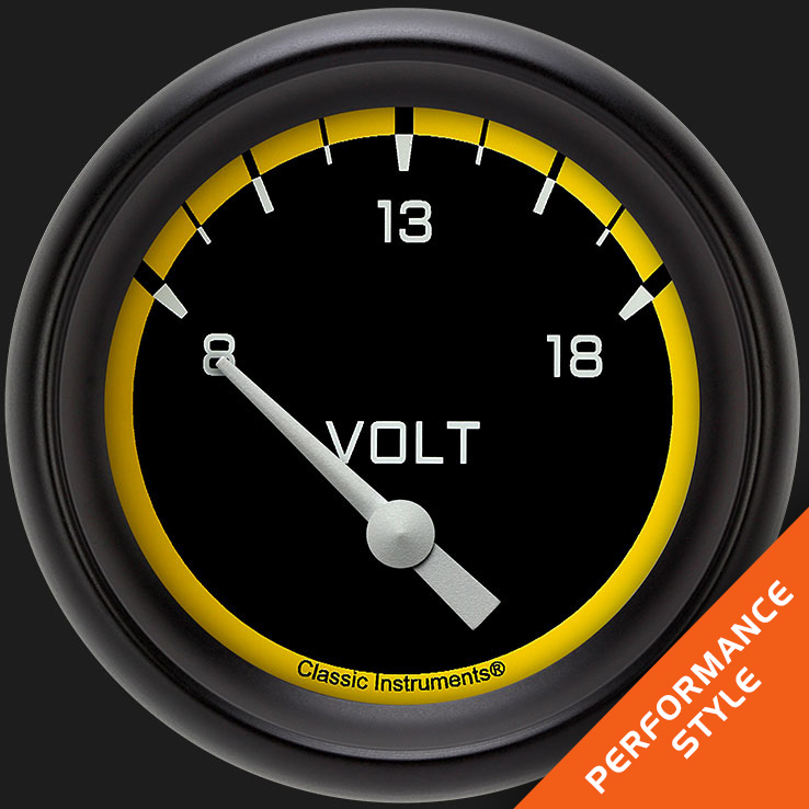 Picture of Autocross Yellow 2 5/8" Volt Gauge