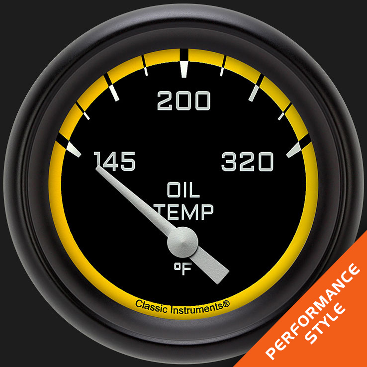 Picture of Autocross Yellow 2 5/8" Oil Temperature Gauge