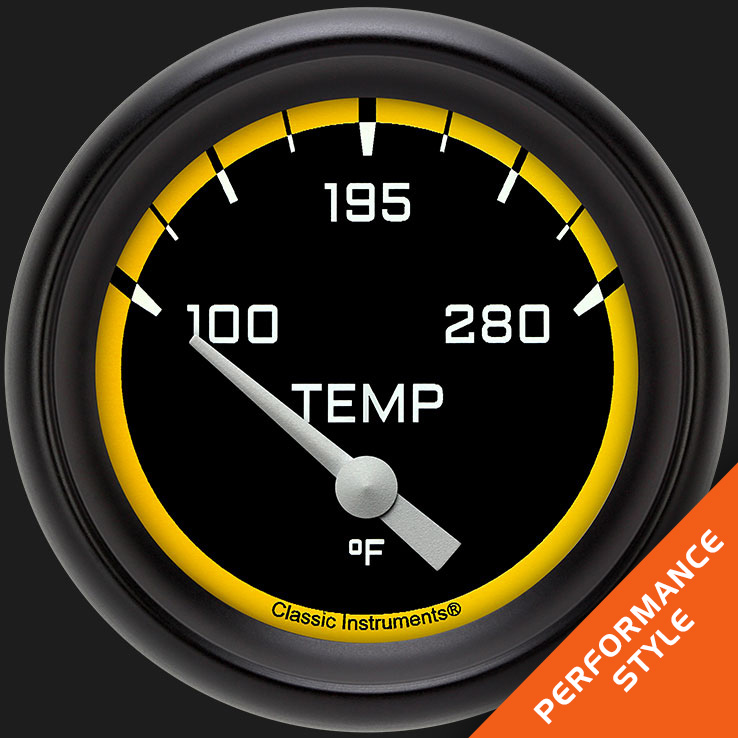 Picture of Autocross Yellow 2 5/8" Water Temperature Gauge