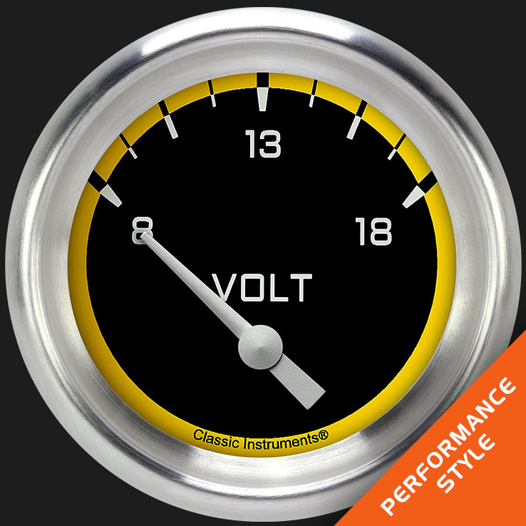 Picture of Autocross Yellow 2 5/8" Volt Gauge