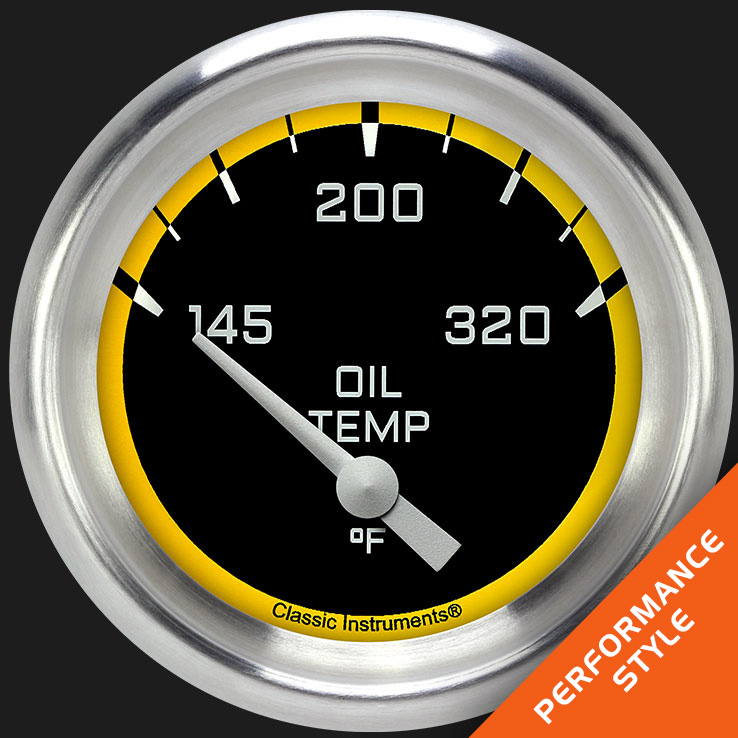 Picture of Autocross Yellow 2 5/8" Oil Temperature Gauge