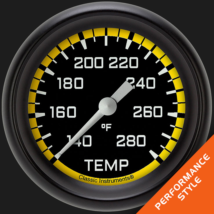 Picture of Autocross Yellow 2 5/8" Water Temperature Gauge