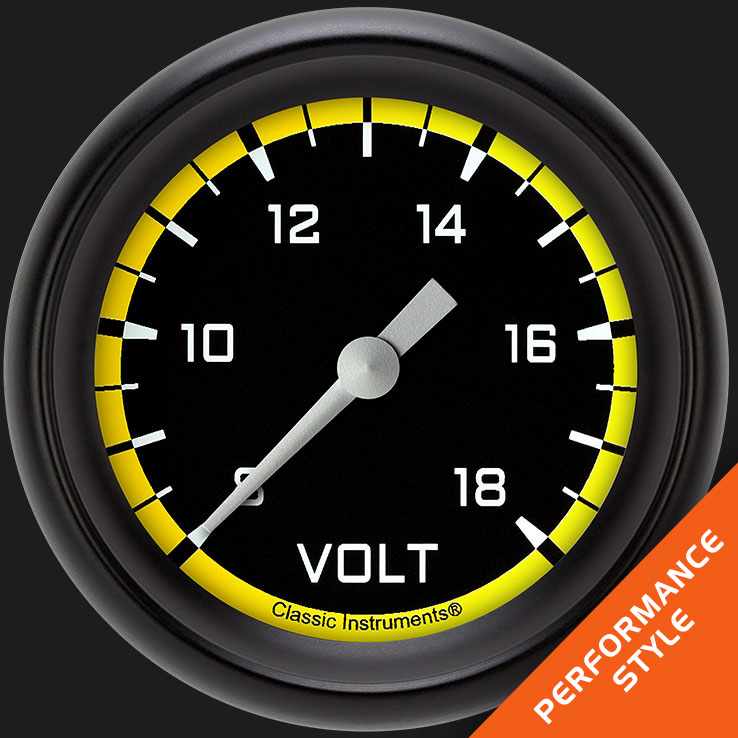 Picture of Autocross Yellow 2 5/8" Voltage Gauge