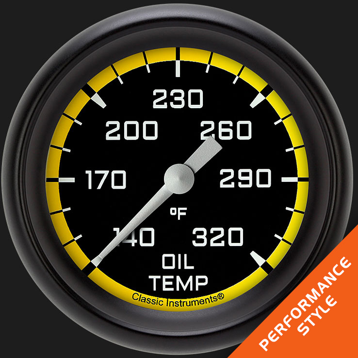 Picture of Autocross Yellow 2 5/8" Oil Temperature Gauge