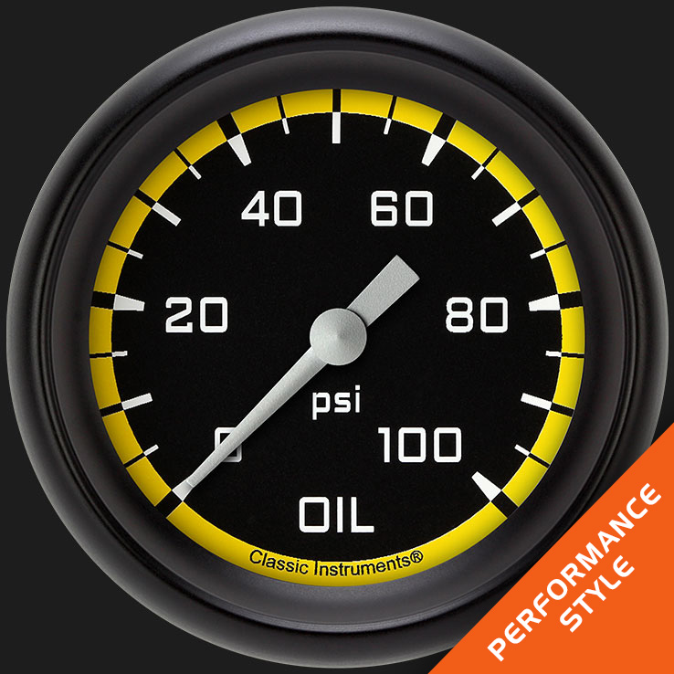 Picture of Autocross Yellow 2 5/8" Oil Pressure Gauge