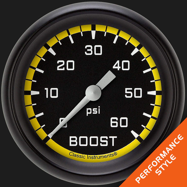 Picture of Autocross Yellow 2 5/8" Boost Gauge, 60 psi