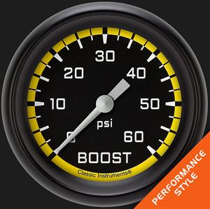 Picture of Autocross Yellow 2 5/8" Boost Gauge, 60 psi