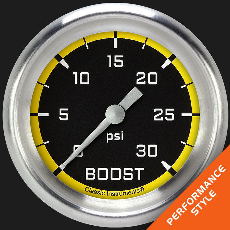 Picture of Autocross Yellow 2 5/8" Boost Gauge, 30 psi