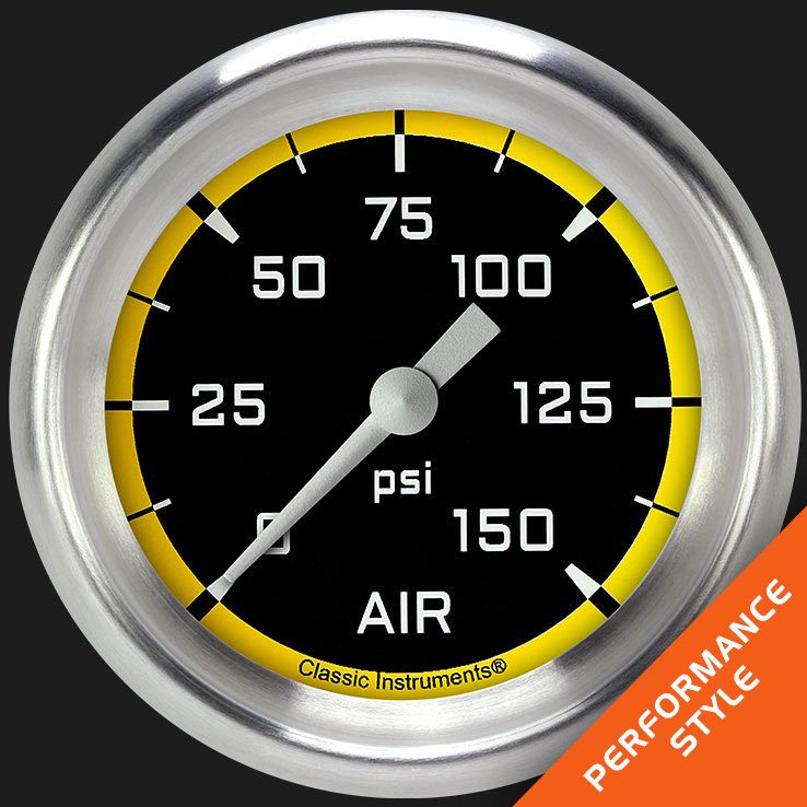 Picture of Autocross Yellow 2 5/8" Air Pressure Gauge