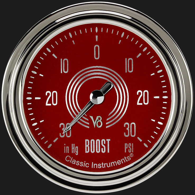 Picture of V8 Red Steelie 2 5/8" Boost/Vac Gauge