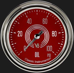Picture of V8 Red Steelie 2 5/8" Oil Pressure Gauge