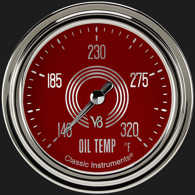Picture of V8 Red Steelie 2 5/8" Oil Temperature Gauge