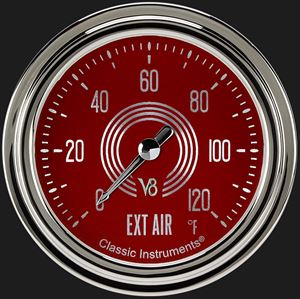 Picture of V8 Red Steelie 2 5/8" Outside Air Temp Gauge