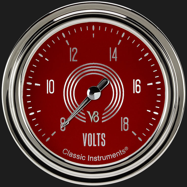 Picture of V8 Red Steelie 2 5/8" Voltage Gauge