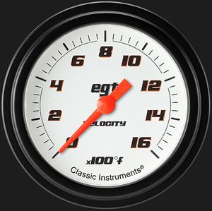 Picture of Velocity White 2 5/8" Exhaust Gas Temp. Gauge