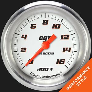 Picture of Velocity White 2 5/8" Exhaust Gas Temp. Gauge
