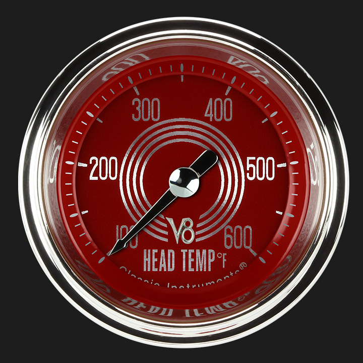 Picture of V8 Red Steelie 2 1/8" Cylinder Head Temp. Gauge
