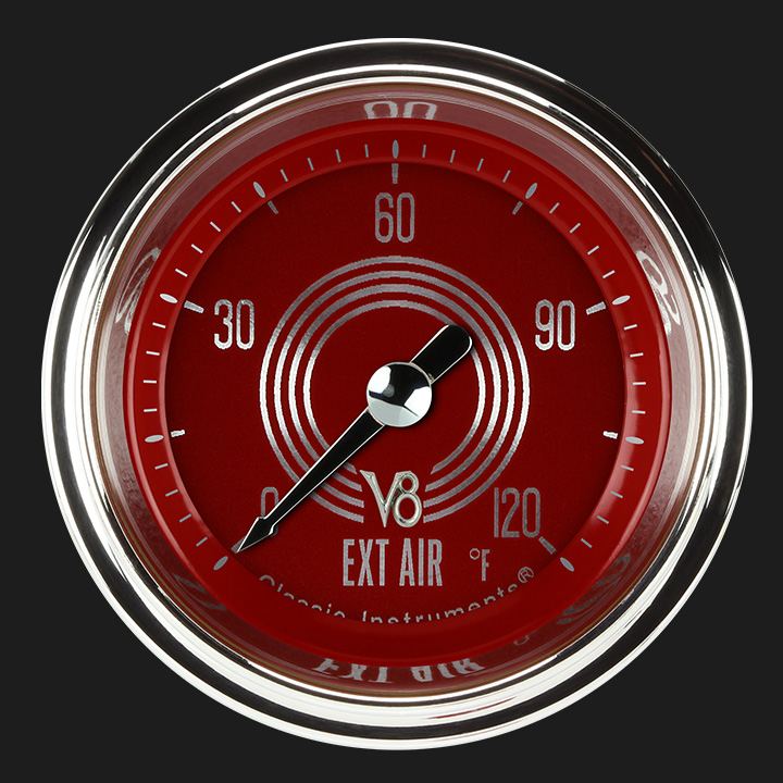 Picture of V8 Red Steelie 2 1/8" Outside Air Temp. Gauge