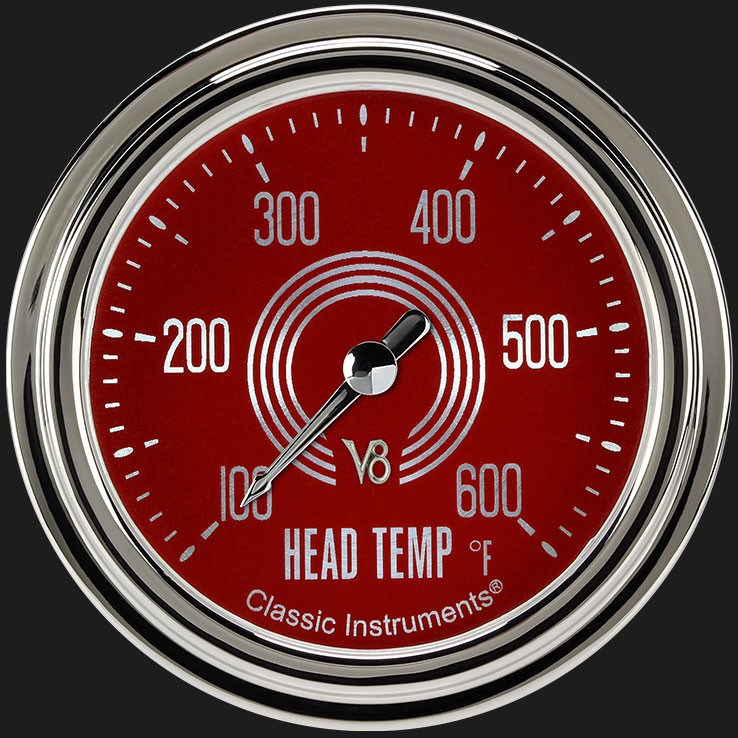 Picture of V8 Red Steelie 2 5/8" Cylinder Head Temp. Gauge