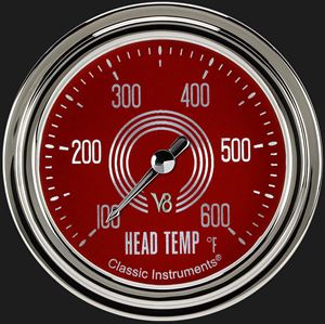 Picture of V8 Red Steelie 2 5/8" Cylinder Head Temp. Gauge