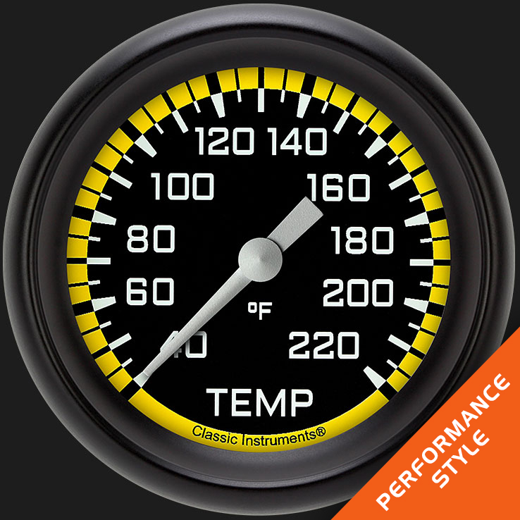 Picture of Autocross Yellow 2 5/8" Stock Eliminator Temp. Gauge