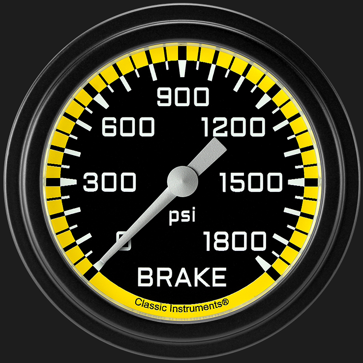 Picture of Autocross Yellow 2 5/8" Brake Pressure Gauge