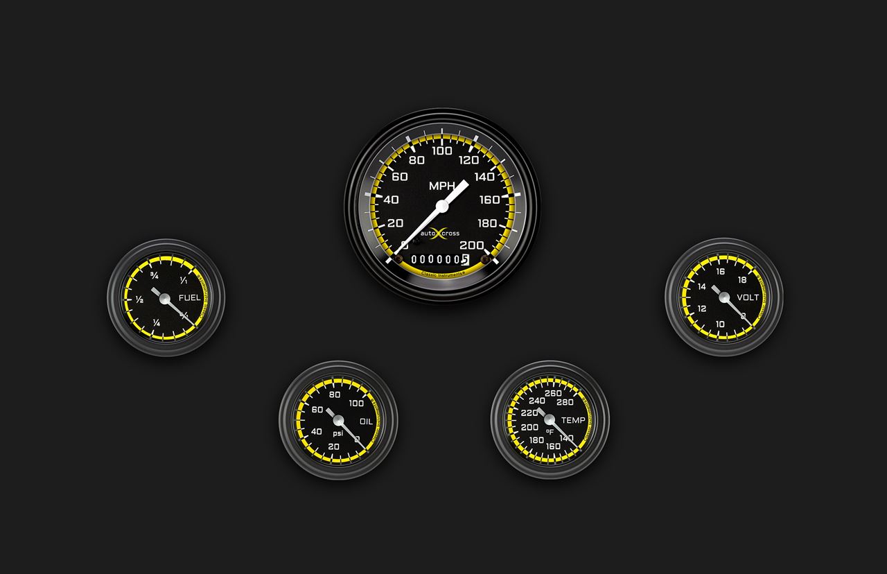 Picture of AutoCross Yellow Five Gauge Set 100