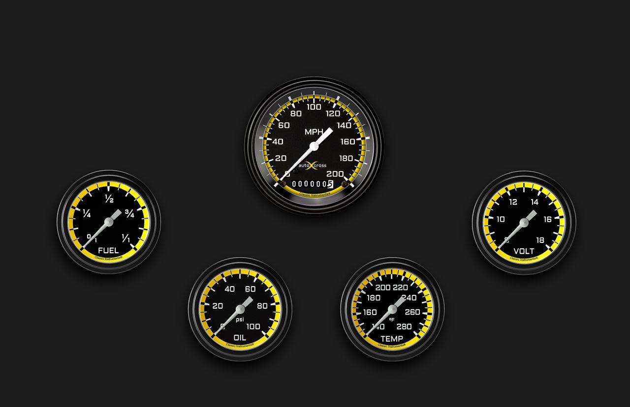 Picture of AutoCross Yellow Five Gauge Set 300