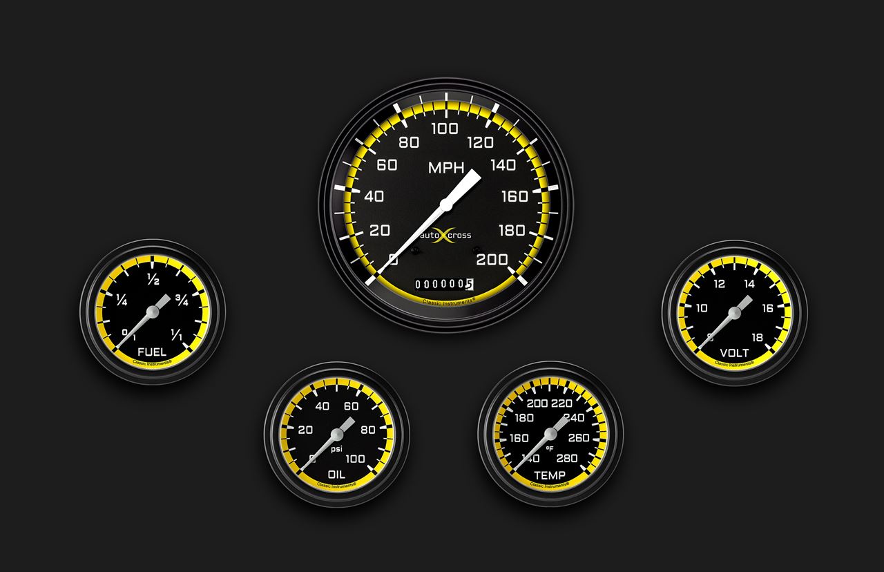 Picture of AutoCross Yellow Five Gauge Set 354