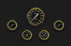 Picture of AutoCross Yellow Five Gauge Set 354