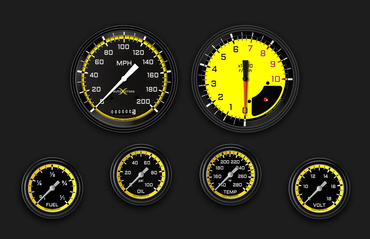 Picture of AutoCross Yellow Six Gauge Set 351