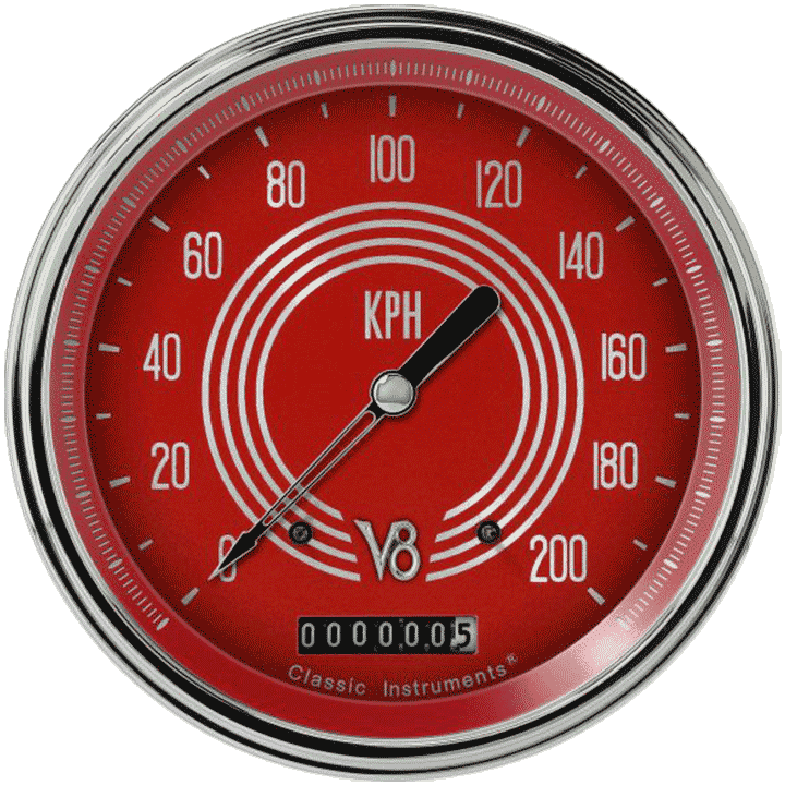 Picture of V8 Red Steelie 4 5/8" Speedometer