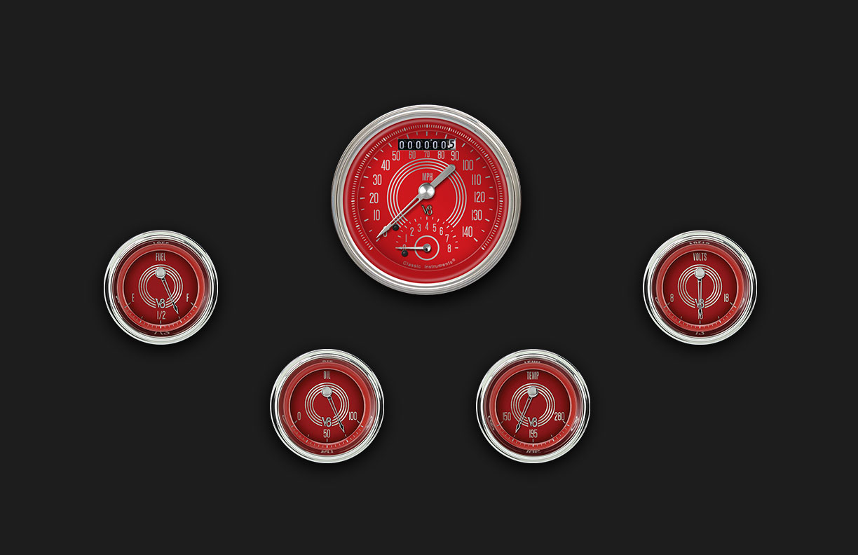 Picture of V8 Red Steelie Six Gauge Set 35