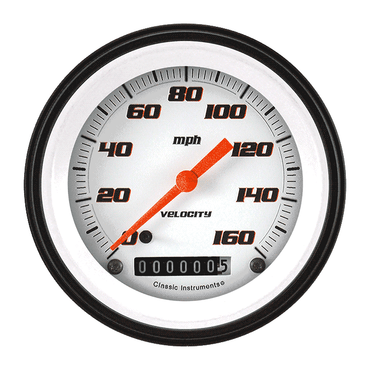Picture of Velocity White 3 3/8" Speedometer