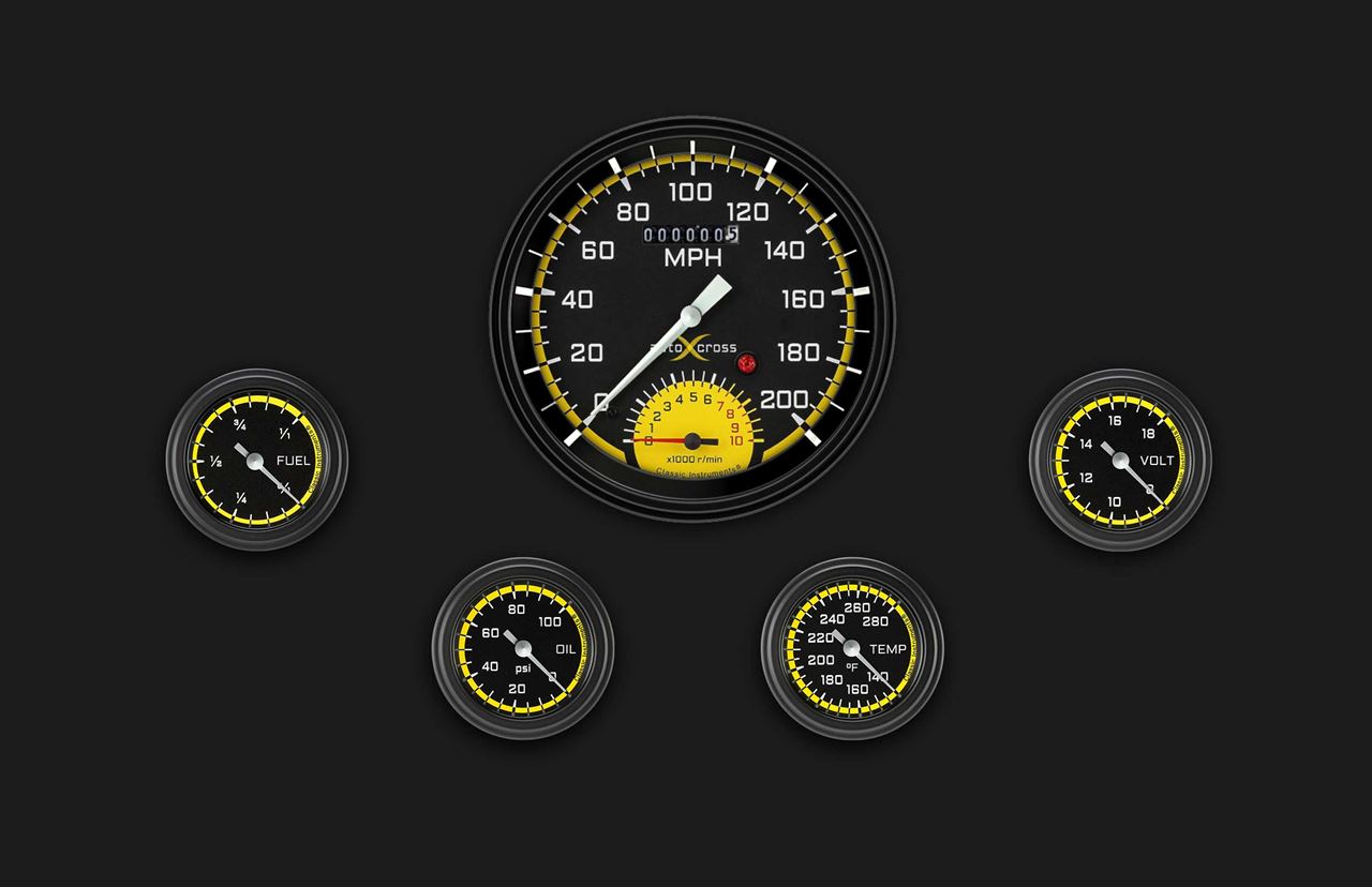 Picture of AutoCross Yellow Five Gauge Set 165