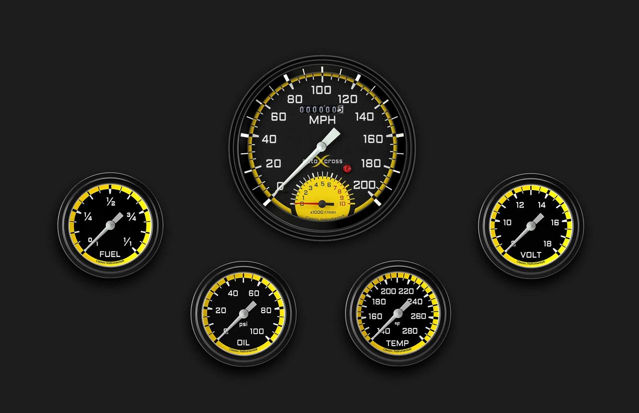 Picture of AutoCross Yellow Five Gauge Set 365