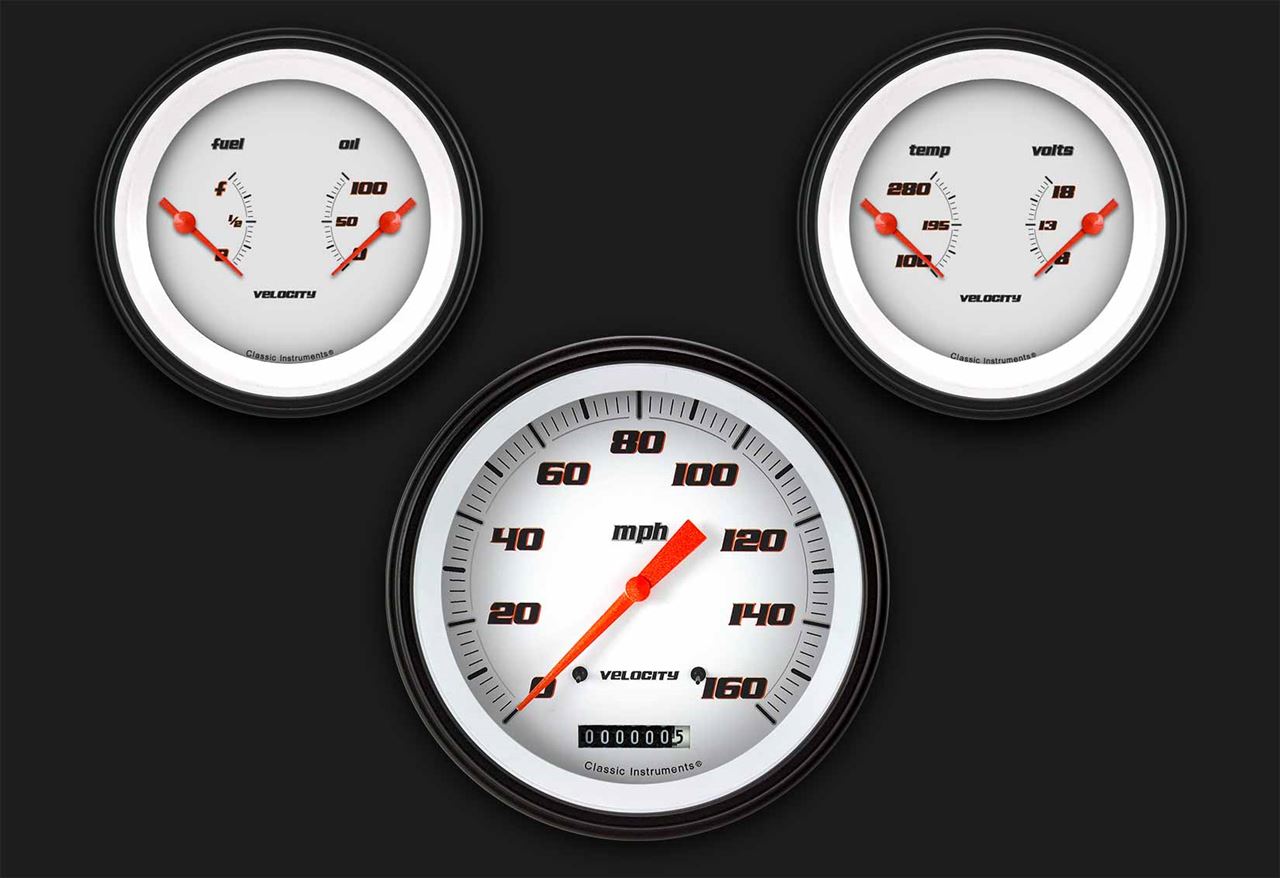 Picture of Velocity White Three Gauge Set 64