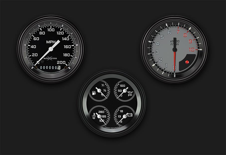 Picture of AutoCross Gray Three Gauge Set